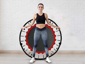 Foldable Mini Trampoline for Adults & Kids 40/48 inch Rebounder Trampoline with Adjustable Foam Bar for Indoor Workout Fitness