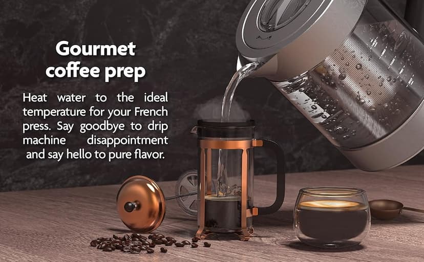 Vianté Electric Kettle With Infuser For Loose Leaf. Hot Tea Maker With Temperature Control And Automatic Shut Off. Tea Kettle With Brewing Programs. 1.5 Liters Capacity