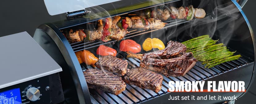 Z GRILLS Wood Pellet Grill Smoker with PID 2.0 Controller, 459 SQ.IN, 450°F Max Temperature, 8 in-1 BBQ Grill, LCD Screen, Meat Probes, Rain Cover, Backyard Camping Bake and Roast, 450E