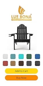 LUE BONA Folding Adirondack Chair Set of 4, Black HDPS Fire Pit Patio Chairs Weather Resistant, Modern Plastic Outdoor Chairs with Cup Holder