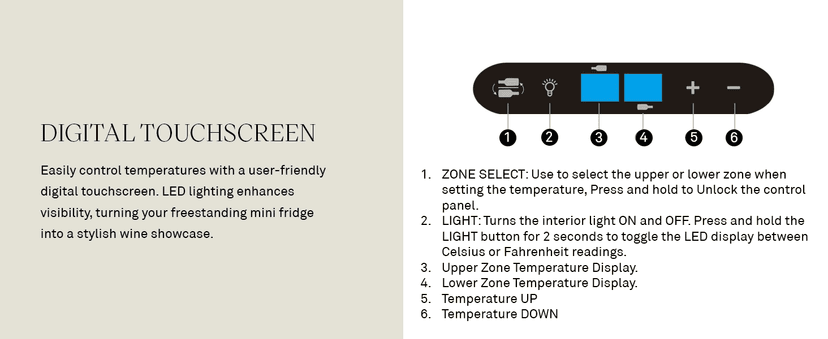 Wine Enthusiast 32-Bottle Dual Zone MAX Compressor Wine Cooler – Freestanding Mini Fridge with Digital Touchscreen, LED Display, Split Storage for Red & White Wines, Matte Black Refrigerator Home Bar