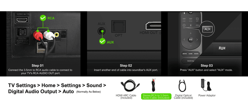 ULTIMEA 4.1ch Sound Bar for Smart TV with Dolby Atmos, 2-in-1 Bluetooth 5.3 Soundbar with Subwoofer, 280W Peak Power, 3 EQ Modes TV Soundbar, Bass Adjustable, HDMI eARC, Apollo S60, 2025 Upgraded