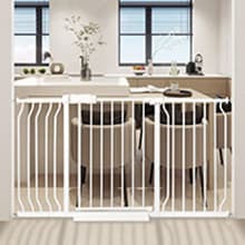 Extra Wide Baby Gate with Door Pressure Mounted 57.48-62.20 Inch,Child Baby Gates for Doorways No Drilling,Walk Through Dog Gate Indoor for The House Kitchen Stairs,White