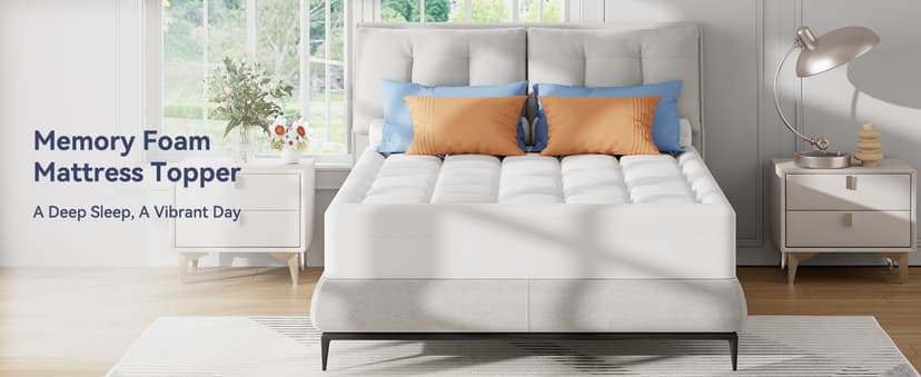 ELEMUSE Queen Size Dual Layer 3 Inch Memory Foam Mattress Topper, 2 Inch Cooling Gel Memory Foam and 1 Inch Thick Soft Pillow Top Mattress Pad Cover for Back Pain Relief, Bed Topper for Side Sleep