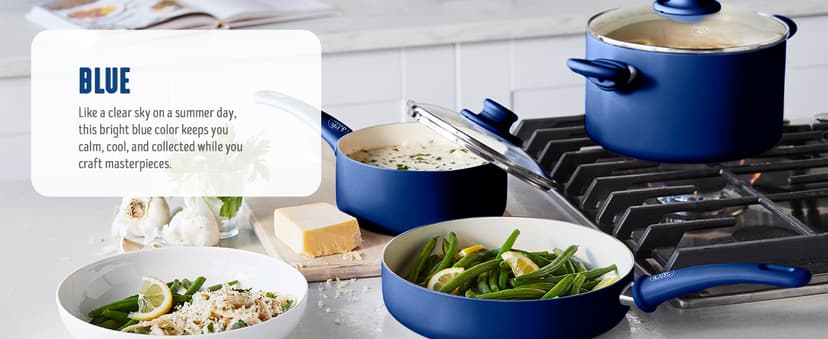 GreenLife Soft Grip 16 Piece Cookware Set, Non-Toxic PFAS-Free Ceramic Nonstick, Pots, Frying, Sauce, Saute, Glass Lids, Stay-Cool Handles, Wobble Free Bases, Dishwasher & Oven Safe, Turquoise