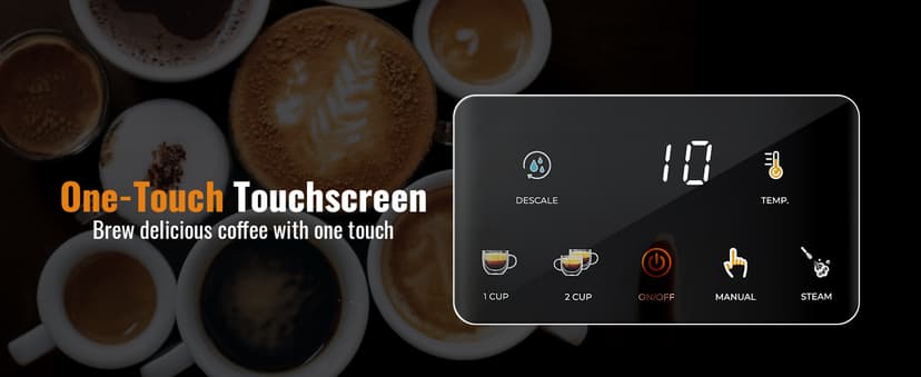 SHARDOR Espresso Machine 20 Bar, Professional Espresso Machine with Milk Frother and Touchscreen, Expresso Coffee Machines with Adjustable Temperature,for Cappuccino, Latte