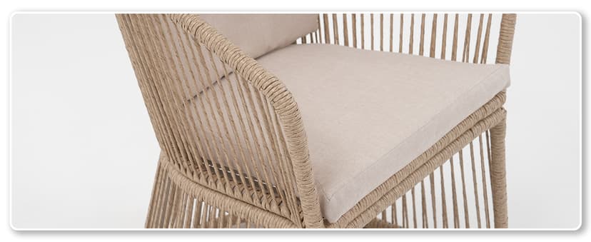 SUNSITT Patio Chairs Set of 4, Woven Wicker Outdoor Dining Chair w/Weather-Resistant Cushions, Modern Bistro Chairs Set of 4 w/Curved Armrest Beige for Garden Balcony Backyard