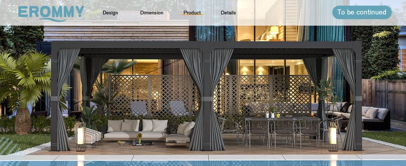 EROMMY Louvered Pergola 12' x 24' Outdoor Hard Top Pergola with Aluminum Frame and Adjustable Metal Rainproof Roof for Garden & Patio, Curtains and Netting Included, Gray-Black