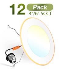 FREELICHT 24 Pack Retrofit LED Recessed Lighting 6 Inch, Selectable 2700K/3000K/4000K/5000K/6000K, Dimmable Flat LED Can Lights, 10W=110W, 1000LM, IC & Damp Rated, ETL & FCC, White