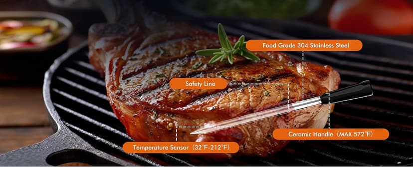 Smart Wireless Meat Thermometer 4 Probes, Bluetooth Food Thermometer, Remote Tracking and Real-Time Readings from Apps, for iOS and Android, for BBQ, Grill, Smoker