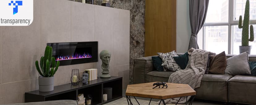 R.W.FLAME 60" Recessed and Wall Mounted Electric Fireplace, Low Noise, Fit for 2 x 6 Stud, Remote Control with Timer, Touch Screen, Adjustable Flame Color and Speed, 750-1500W