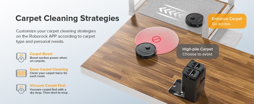 roborock Qrevo Series Robot Vacuum and Mop, 8000Pa Suction, Upgraded from Qrevo S, Anti-Tangle Brushes, Smart Obstacle Avoidance, Auto Mop Washing, All-in-One Dock, 200RPM Spinning Mops, Black(QV 35A)