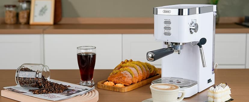 Gevi Espresso Machine 20 Bar High Pressure,Compact Espresso Maker with Milk Frother Steam Wand,Cappuccino,Latte Maker with Adjustable Shot Volume for Home,Gift for Mom and Dad