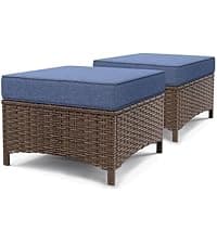 Patio Furniture Set with 6-Inch Thick Cushions, High Back Outdoor Swivel Rocker Chairs, Patio Couch and Ottomans, 6-Piece Easy Assembly Conversation Set for Porch Deck Pool Yard in Blue