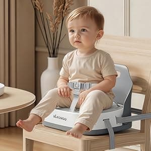 Baby Booster Seats, Toddler Booster Seat for Dining Table with Adjustable Straps, Portable Compact Portable Baby Chair for Dining and Travel (Grey)
