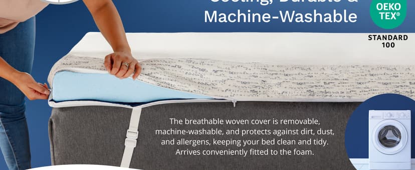 ViscoSoft 3 Inch Memory Foam Mattress Topper Queen - Select High Density Ventilated Mattress Pad - Premium Removable Rayon Cover