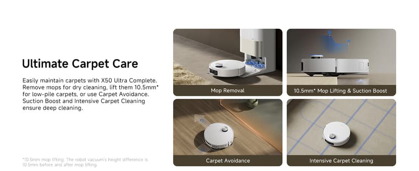 DREAME X50 Ultra Complete Robot Vacuum and Mop with Auto-Empty and Mop Self-Cleaning, 20,000Pa Suction, Obstacle Avoidance and 360° Navigation, Corner to Edge Deep Cleaning, Detangling Brush (White)