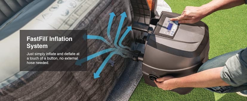 INTEX 28451EP PureSpa Greystone Deluxe Spa Set: Includes Energy Efficient Spa Cover and Wireless Control Panel – Spa Control App – Built-in FastFill Inflation System – 6 Person Capacity – 77" x 28"