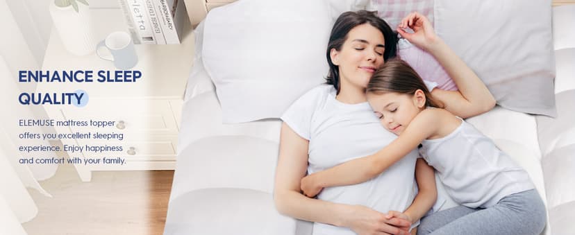 ELEMUSE King Mattress Topper for Back Pain, Extra Thick Mattress Pad Cover, Plush Soft Pillowtop with Elastic Deep Pocket, Overfilled Down Alternative Filling