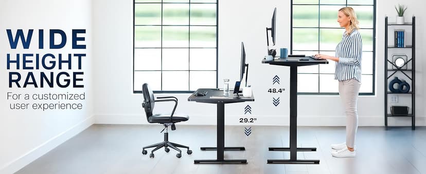 VIVO Electric 60 x 24 in Standing Desk, Memory Height Adjustment, 1B Series, One-Piece Black Top, Black Frame, DESK-KIT-1B6B