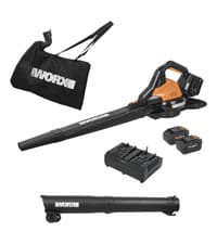 WORX 20V Cordless Leaf Blower WG547, Electric Blower, Powerful Turbine Fan Technology, 2-Speed Control, for One-Hand Operation, PowerShare – 1pc 2.0 Ah Battery and 1pc 0.4 A Charger Included