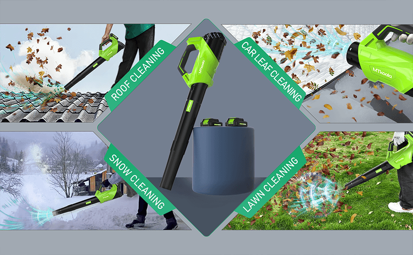 2025 Upgrade Leaf Blower, Leaf Blower Cordless with 2*2.6AH Batteries and Fast Charger, 450CFM &150MPH and 2 Speed Mode, Lightweight Electric Leaf Blowers for Lawn,Yard, Leaves, Dust,Snow Care(Green)