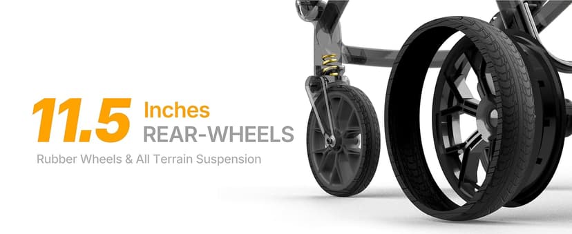 Tandem Wagon Stroller for 2 Kids, All-Terrain with Removable UV-Protection Canopy, Adjustable Push/Pull Handle, Snack Tray & Cup Holders, Perfect for Baby and Toddler(Khaki)