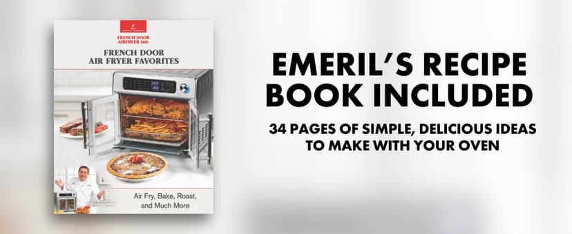 Emeril Lagasse Extra Large French Door Air Fryer Toaster Oven Combo, 24 Cooking Functions and Digital Controls, 7 Accessories Included, Stainless Steel Finish, 26QT Capacity