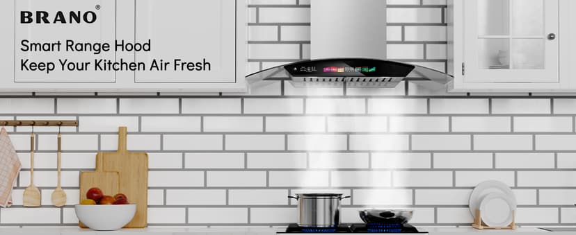 30 inch Wall Mount Range Hood Tempered Glass 900 CFM, Voice/Gesture/Touch Control, Stainless Steel Kitchen Hood Vent with 4 Speed Exhaust Fan, Adjustable Lights, Memory Mode