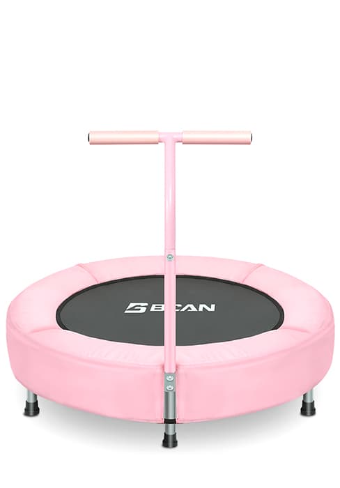 BCAN 36'' Toddler Trampoline, ASTM Certified-Foldable Mini Trampolines for Kids Ages 1-6, Adjustable Handle, Safety Pad & Foldable Legs, Baby Trampoline Indoor/Garden, Gift for Boy and Girl
