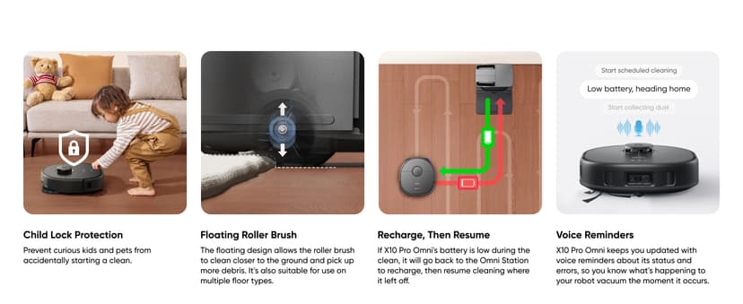 eufy X10 Pro Omni Robot Vacuum and Mop Combo, 8,000 Pa Suction, Dual Mops with 12 mm Auto-Lift and Carpet Detection, AI Obstacle Avoidance, Auto Mop Washing, Auto Drying, Self-Emptying, Self-Refilling