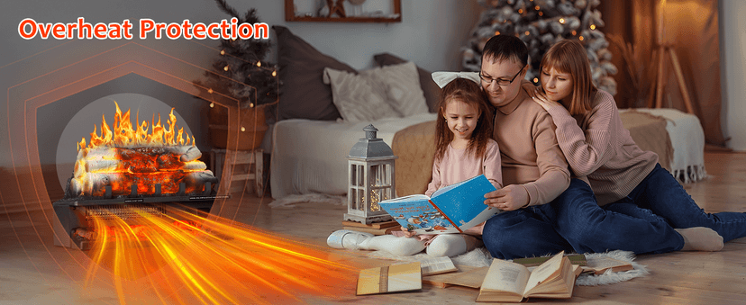 Electric Fireplace Log Heater 750W/1500W, 20" Electric Fireplace Insert with Adjustable 5 Flame Brightness&Speed/3 Music Sounds/Remote Control/8Hrs Timer for Home, Room, Office Decor