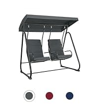 MCombo 3-Seat Outdoor Patio Swing Chair, 2-in-1 Convertible Porch Swing Glider Chair with Removable Cushions, Adjustable Canopy & Pillows for Backyard, Deck, Garden, 4068 (Brown)