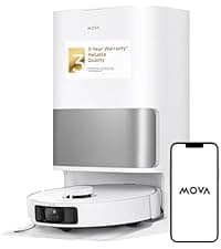 Mova V50 Ultra Complete Robot Vacuum and Mop Self-Cleaning, 24,000 Pa Suction, Liftable Navigation with Obstacle Overcoming and Warm Water Mopping with DuoSolution System Designed for Pets, White