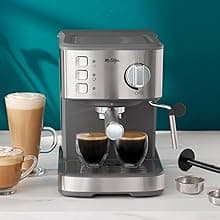 Mr. Coffee Compact Espresso Maker, Espresso Machine With Steam Wand, 15-Bar Pump Automatic Espresso Machine