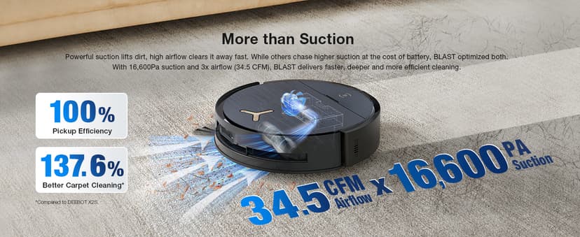 ECOVACS DEEBOT X9 PRO Omni Robot Vacuum and Mop, Blast™ 16,600Pa Suction, OZMO Roller Instant Self-Washing Mopping, ZeroTangle™ 3.0, Triple Lift System, AI Smart Navigation, Hands-Free Omni Station