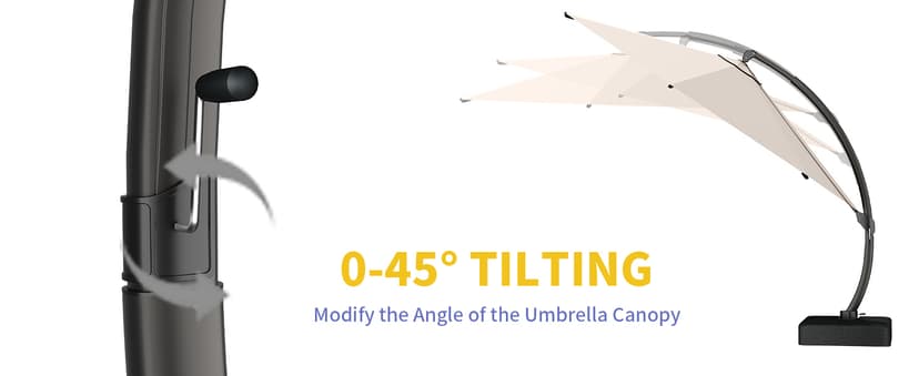 Kingdura 11ft Offset Cantilever Patio Umbrella with Base Included, Large Round Aluminum Outdoor Umbrella, 360° Rotation & Infinite Tilt, Heavy Duty Frame for Deck Pool Backyard, Beige