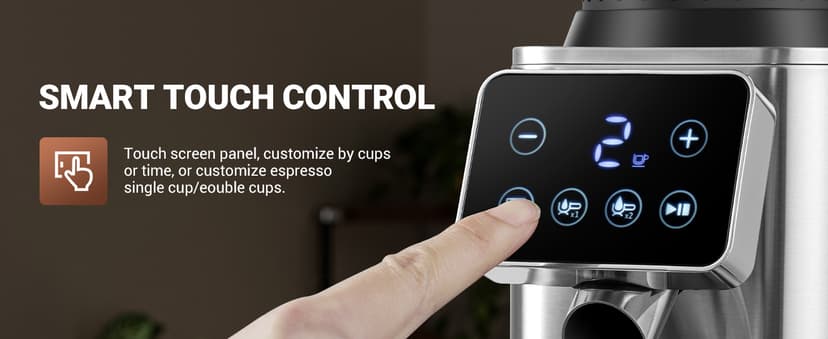 AMZCHEF Coffee Grinder, Coffee Bean Grinder for Home Use with Precise Grinding, LED Control Panel, Detachable Funnel Stand, Anti-static Design, 48 Grind Settings, silver