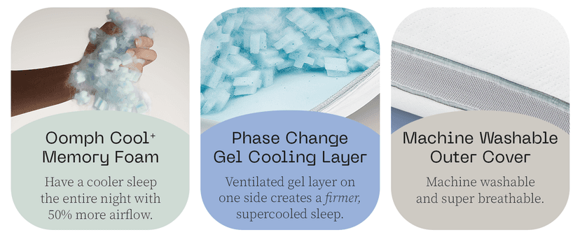 Coop Home Goods Cool+ Crescent Adjustable Pillow, Queen Size Plus Shaped Memory Foam Pillows with Cooling Gel, Neck Support, Back or Side Sleeper Pillow, CertiPUR US/GREENGUARD Gold