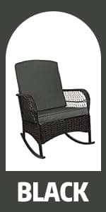 LEVELEVE 3 pcs Rocking Bistro Set Conversation Chairs PE Wicker Outdoor Rocking Chairs & Glass Table,for Porch Lawn Garden Backyard Deck(Rocking Set,Khaki)