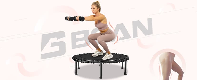 BCAN 450LBS/550LBS Foldable Mini Trampoline, 40"/48" Fitness Trampoline with Durable Bungees, Stable & Quiet Exercise Rebounder for Adults,Great Mini Trampoline for Indoor/Garden Workout - 2