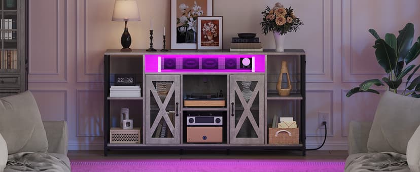 YITAHOME TV Stands for Living Room, Modern TV Stand for 65/70 inch TV, LED TV Entertainment Center with Storage & Power Outlets, TV Console Cabinet, Black