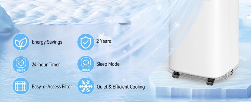 8500 BTU Portable Air Conditioners, 3-In-1 Cooling AC Unit with Fan & Dehumidifier, Air Conditioner Remote Control & Sleep Mode, Cools up to 450 sq.ft, Installation Kit for Rooms/Studios/Offices