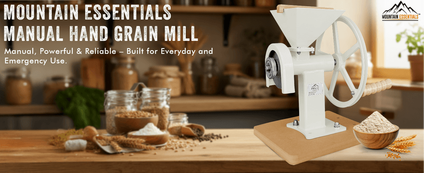 Manual Hand Grain Mill White | Heavy-Duty Hand Operated Food Grinder for Wheat, Corn, Oats, Coffee Beans, Rice & Dry Grains | Hand Crank Kitchen Flour Mill for Home, Camping, Survival & Everyday Use