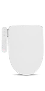 ALPHA BIDET iX Pure Bidet Toilet Seat in Elongated White | Ultra Low Profile | Endless Warm Water | Arced Stainless Steel Nozzle | Blue LED Nightlight | Dryer