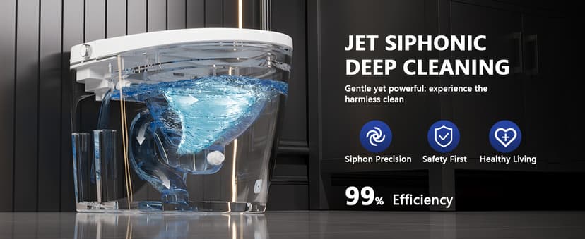 DeerValley Smart Bidet Toilet, One Piece Bidet Toilet for Bathrooms, Toilets with Auto Open/Close Lid, Heated Seat, Warm Dryer, Foot Sensor Operation, Night Light,Tankless Toilets with LED Display