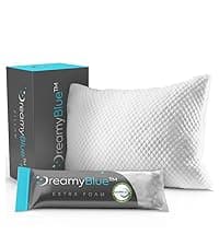 DreamyBlue Signature Pillow w/Adjustable Loft • Shredded Memory Foam Fill • Neutral Alignment for Side, Back, and Stomach Sleepers • Washable Bamboo Rayon Cover • CertiPUR-US Certified Foam (Queen)