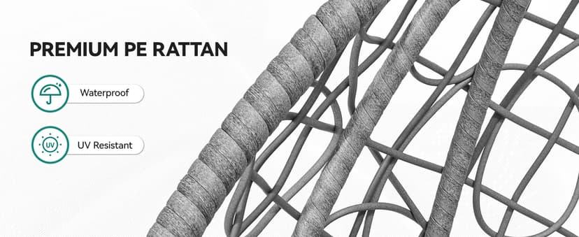 YITAHOME Wicker Rocking Egg Chair, Outdoor Patio Rocking Chair with 5.9in Thick Cushion, 250lb Capacity, Anti-Slip, All-Weather Resilient Egg Lounger Chair for Indoor & Outdoor, Grey(1 Pack only)