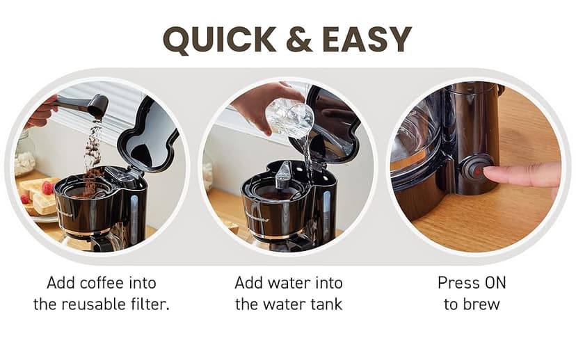 Elite Gourmet EHC-5055 Automatic 5-Cup Brew & Drip Coffee Maker with Pause N Serve Reusable Filter, On/Off Switch, Water Level Indicator