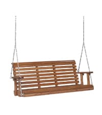 VINGLI Upgraded Patio Wooden Porch Swing for Courtyard & Garden, Heavy Duty 880 LBS Swing Chair Bench with Hanging Chains for Outdoors (Brown, 5 FT)